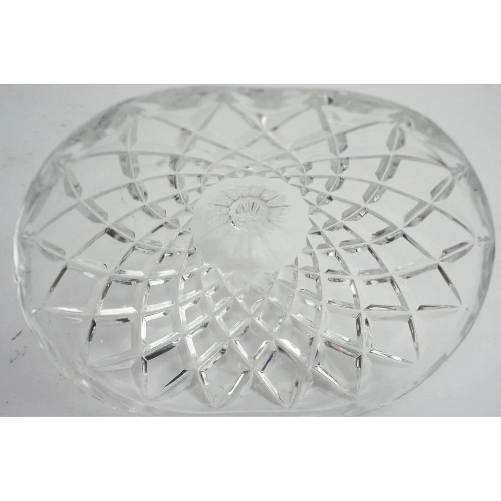 Crystal Clear Industries Brussels Poland Lidded Candy Serving Dish Cross Hatch